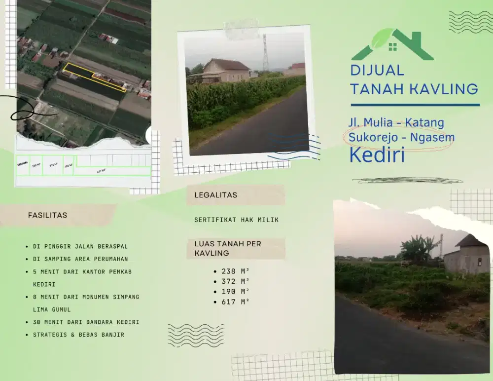 DIJUAL TANAH KAVLING JL. MULIA - KATANG KAB. KEDIRI