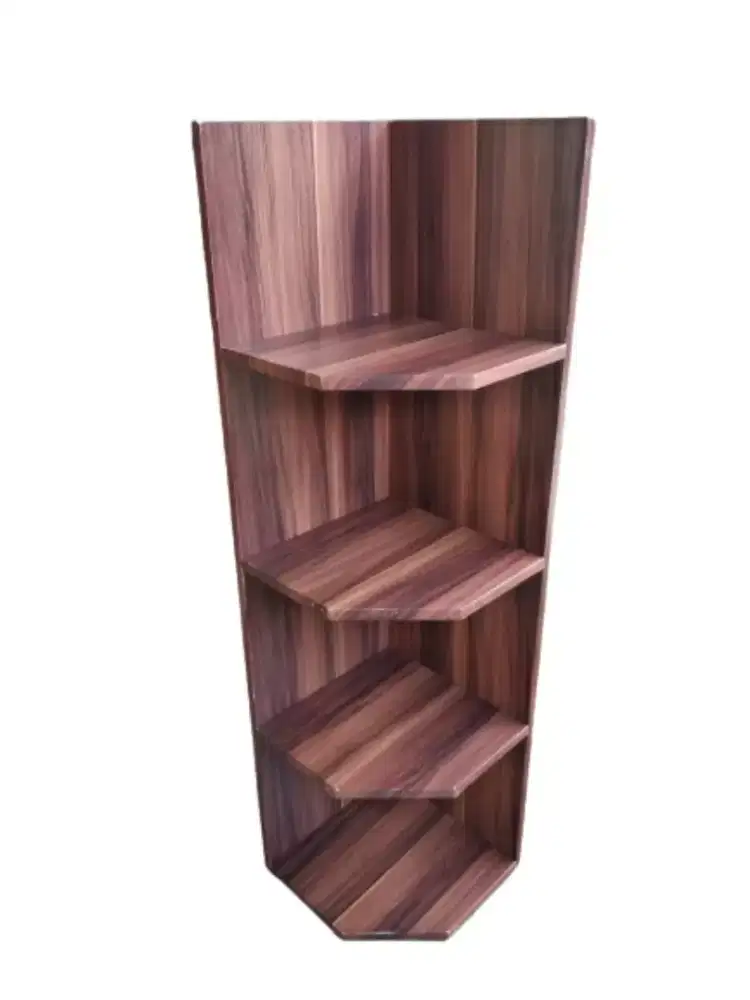 Rak sudut 4 tingkat warna coklat/rak hiasan