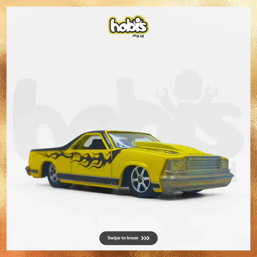 Diecast HotWheels Chevy El Camino Kuning Treasure Hunt Loose Ban Karet
