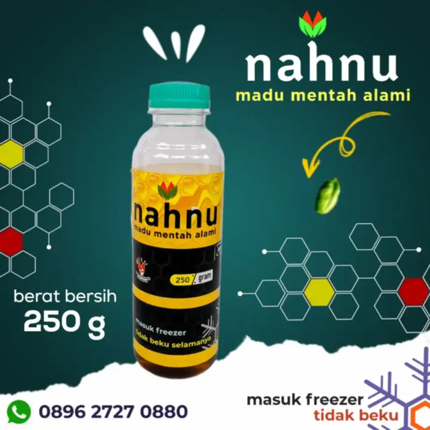 nahnu madu mentah alami 250g, mentah, tanpa pemrosesan, alam'