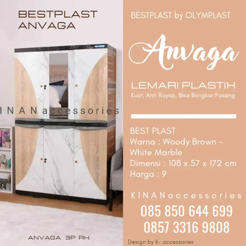 Lemari Bestplast 3 Pintu tipe Anvaga