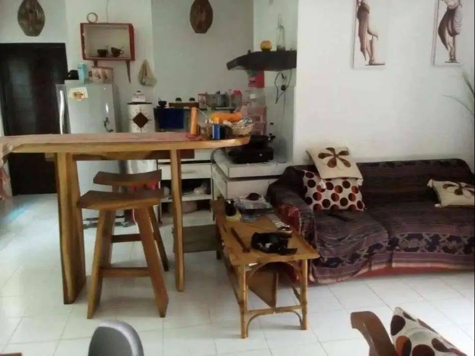 Meja + bangku makan kayu suar