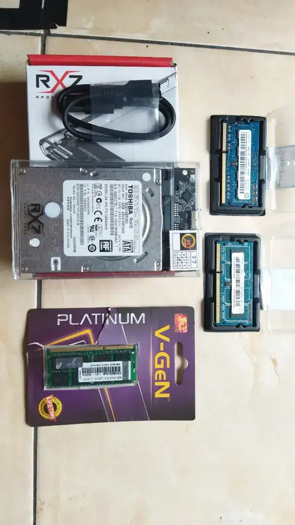 HDD Copotan + Enclosure + RAM Laptop DDR3 8Gb (murmerr, abis upgrade