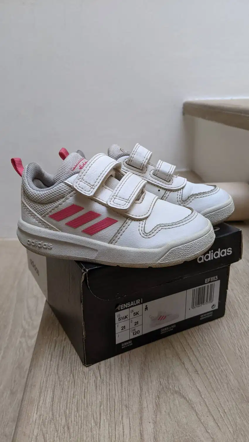 Sepatu Anak Adidas Tensaur White Pink Original Size 21