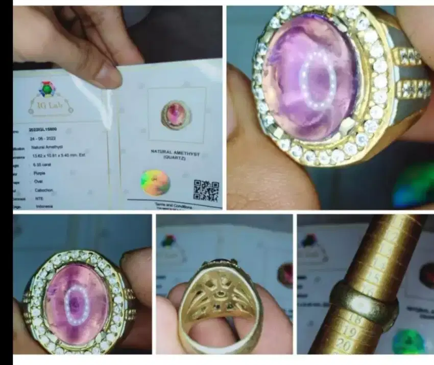 Cincin permata Kecubung amethyst