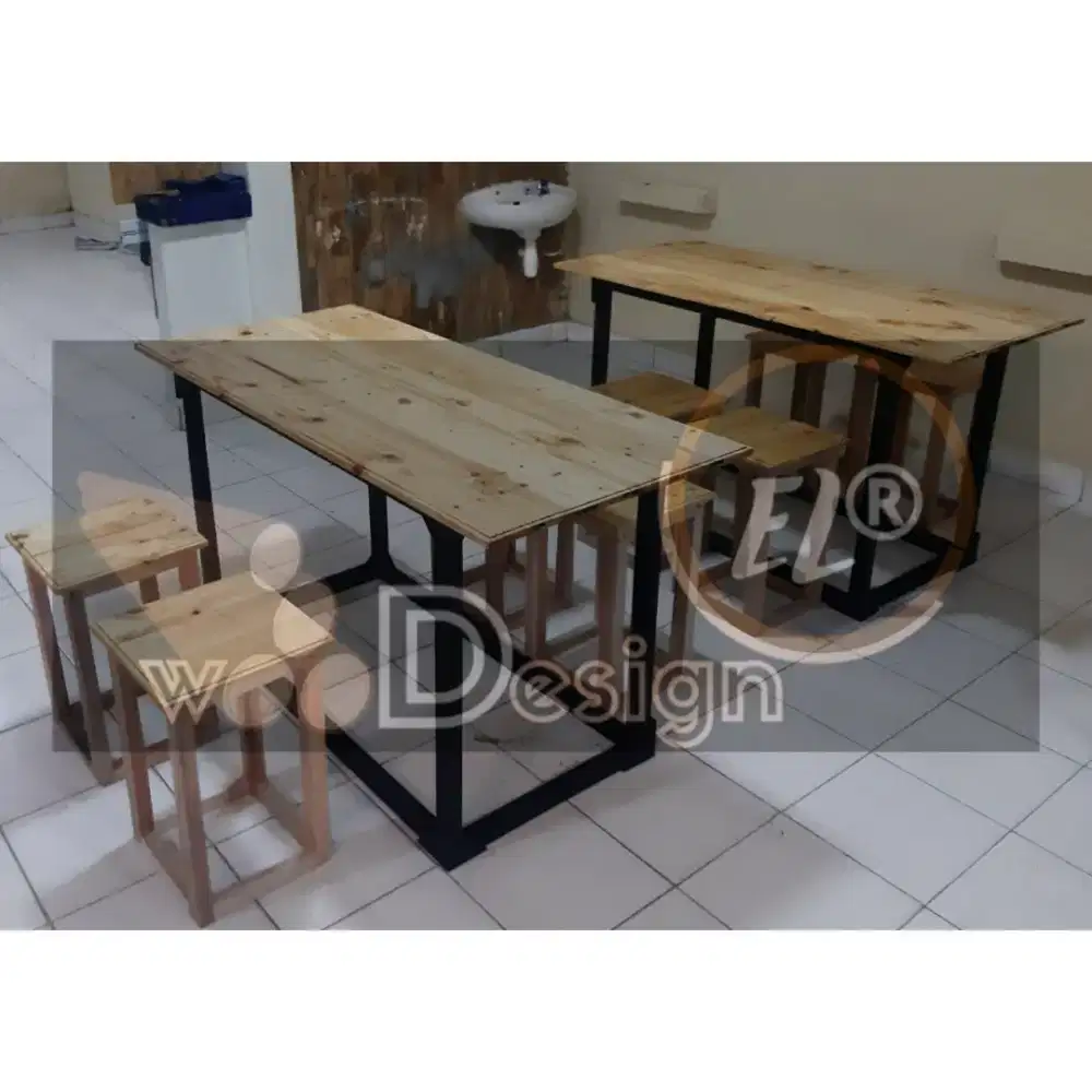 1 MEJA SET 4 KURSI X JATI BELANDA NATURAL