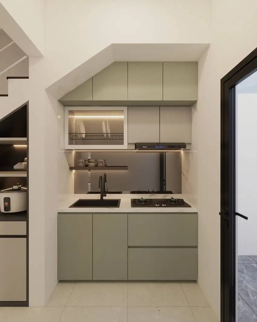DESAIN Interior Kitchen Set Dapur Rumah Ruang Tamu Rak Tangga Rak TV