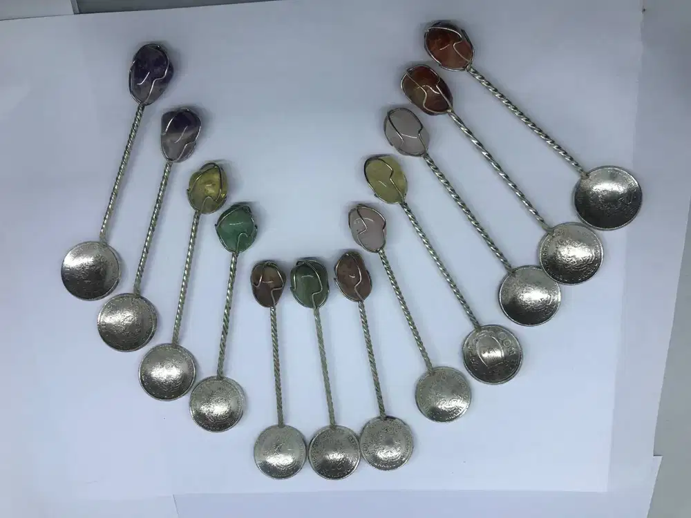 Sendok Teh batu alam Brasil-1 set =12bh