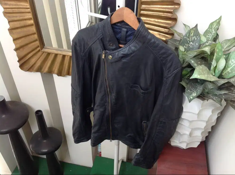 masimo dutti men leather jacket jaket kulit
