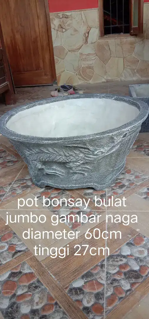 Pot bonsay gambar naga diameter 60cm