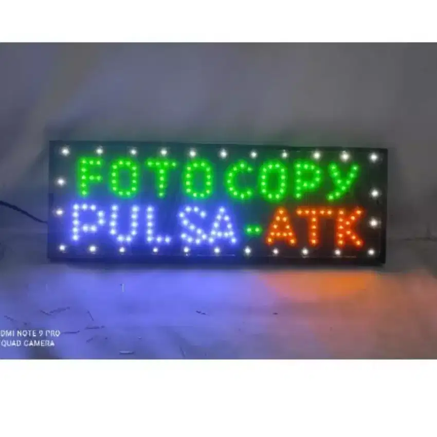 Tulisan lampu led sign fotocopy pulsa atk