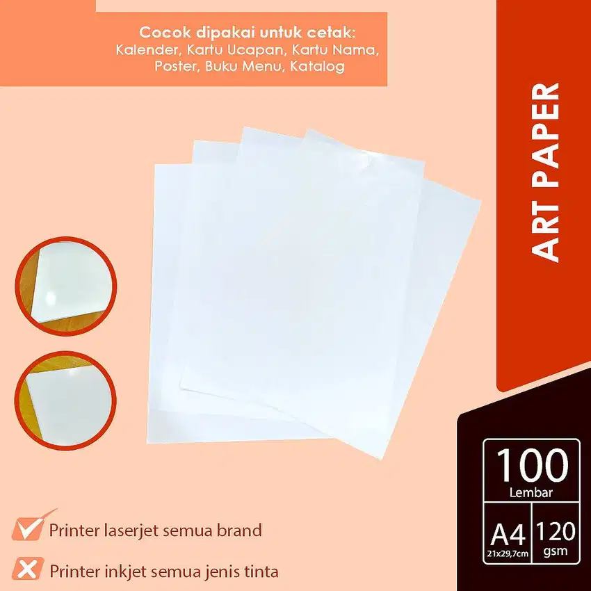 Glossy Art Paper 120gsm A4 100 Lembar Kertas Mengkilap Sheet