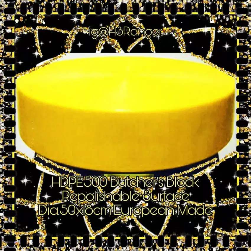 Talenan Tebal Kuning Bulat Besar HDPE 500 Chopping Block dia.50x18cm