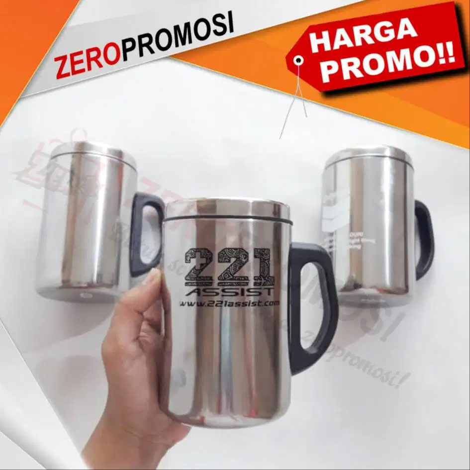 Mug Stainless CT48 Sablon Logo Promosi