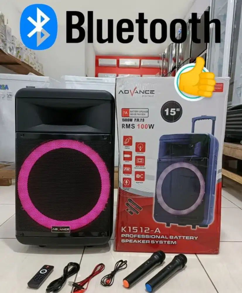 Speaker Karaoke Portabel Advance 15 inci tipe K1512A