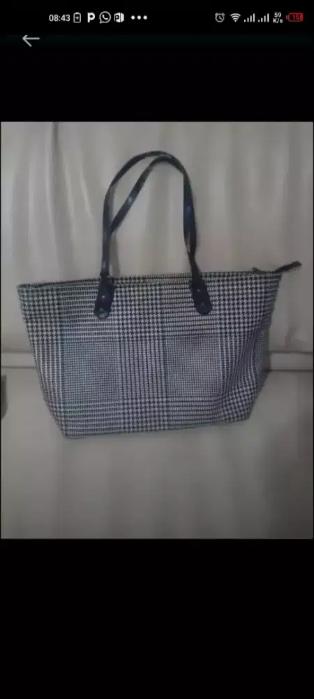 Tote bag tas biru kotak