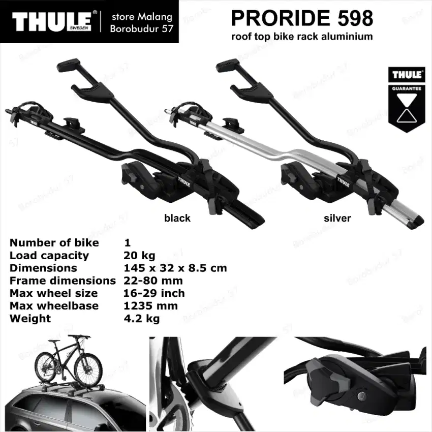 Thule PRORIDE 598 bike rack rak sepeda atas atap mobil