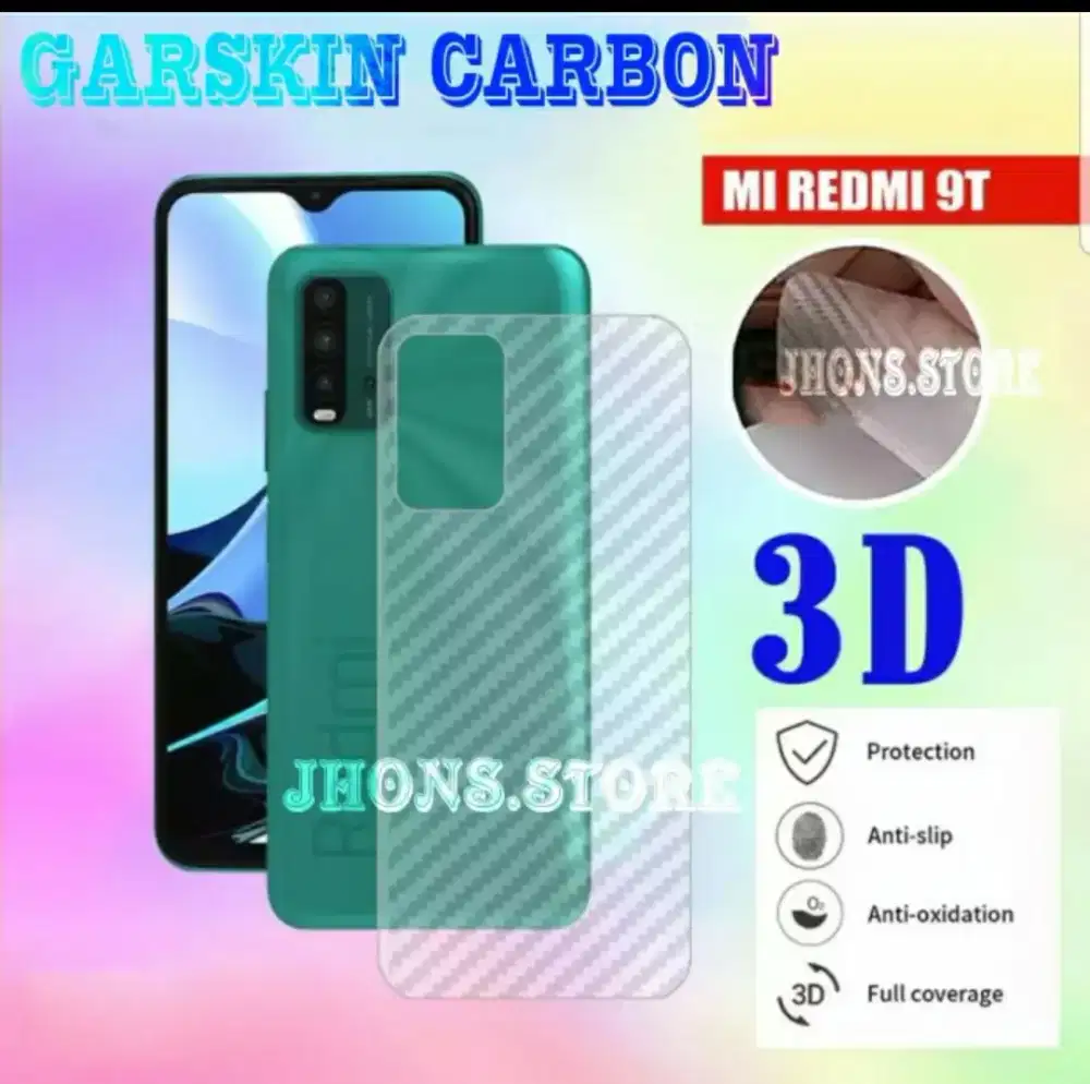 SKIN Carbon REDMI 9T  2021 motif Transparans garis2 New
