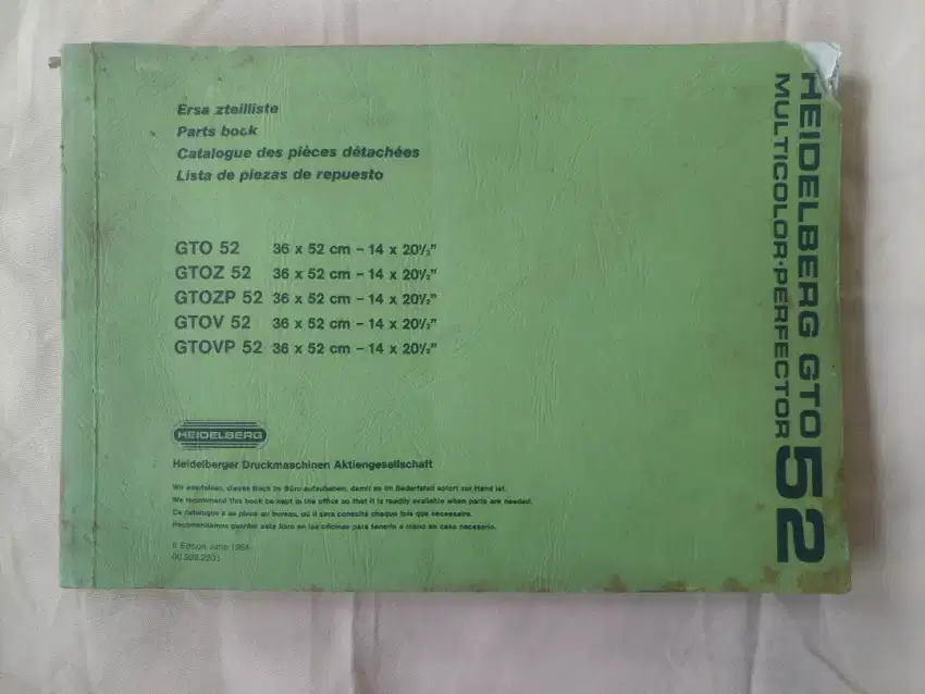 Buku Spare Part Bagan Catalog Diagrams Mesin Cetak GTO
