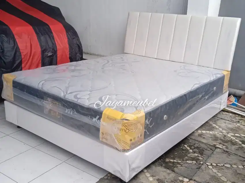 Springbed Merk Central Divan Putih Aesthetic Fullset Spring Bed Set