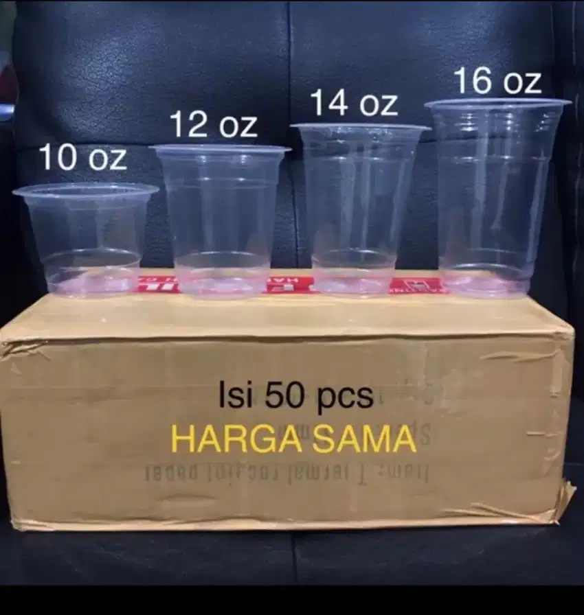 Gelas plastik ukuran 12 Oz, 14 Oz, 16 Oz harga 8.000