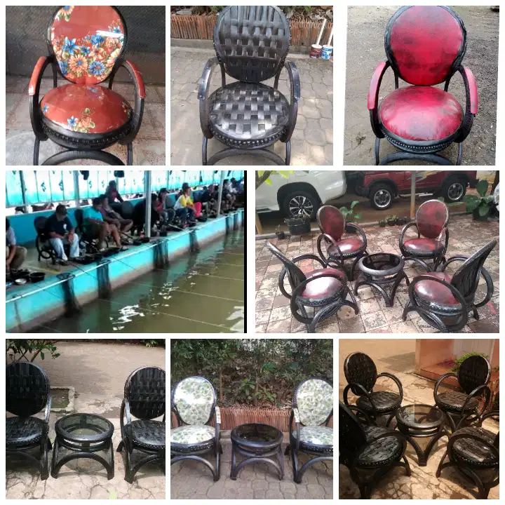 Kursi kafe,teras, pemancingan,taman,dll dari ban bukan plastik,kayu
