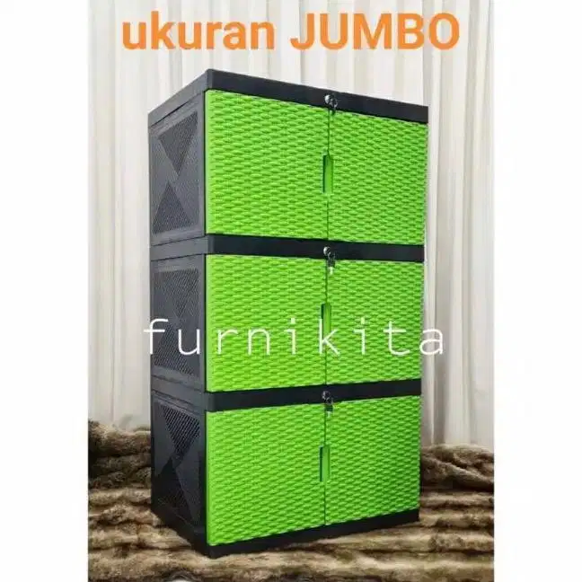NEW Lemari Rattan 3 Susun