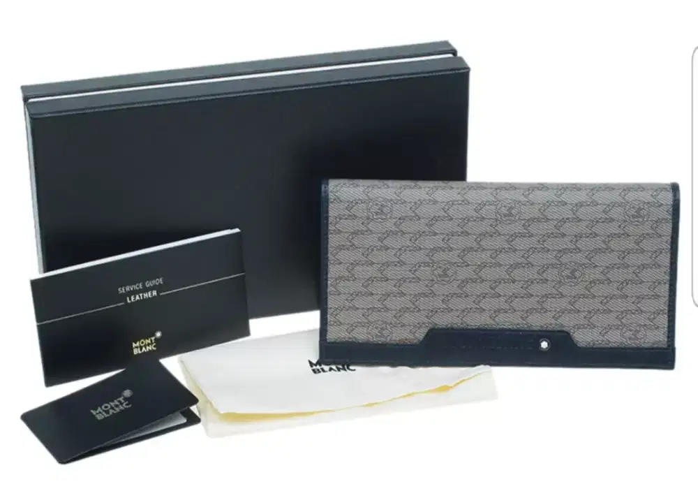 Dompet Mont Blanc Signature Italy (ORI) Leather, colour Stone/Blue