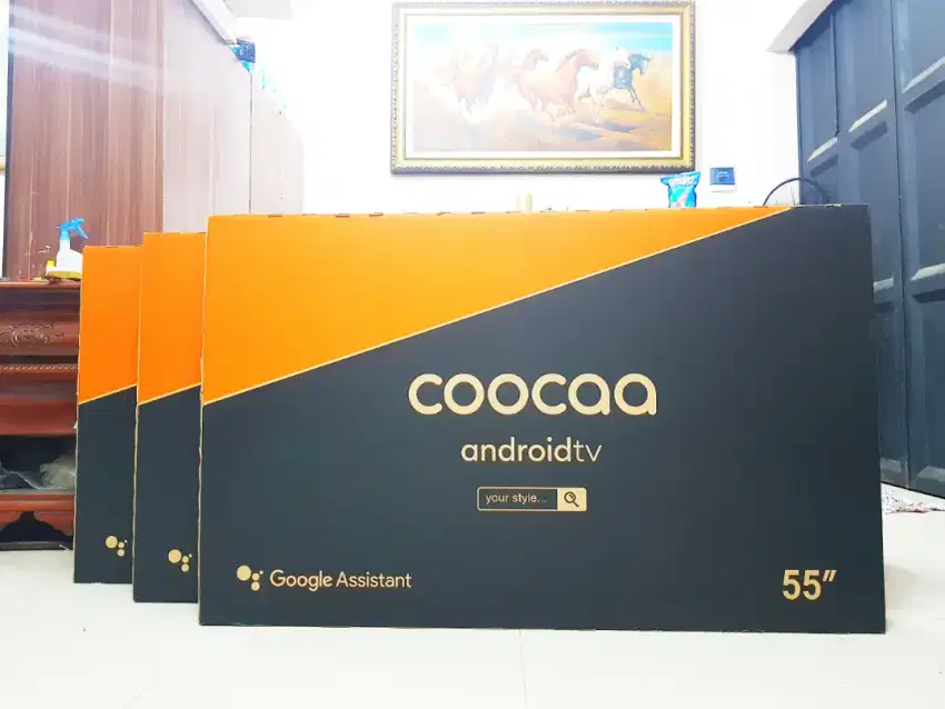 TV coocaa 55 inch androidTV ram 2 internal 32 baru