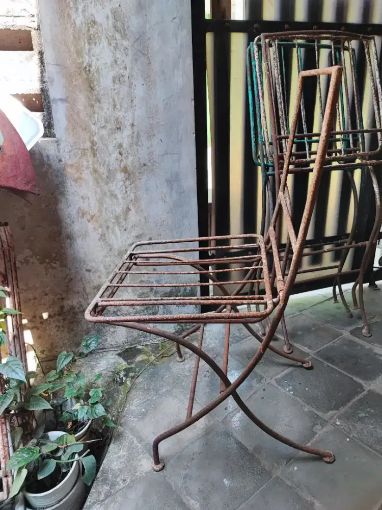 Borongan 3 Kursi Taman Lipat Besi Antik