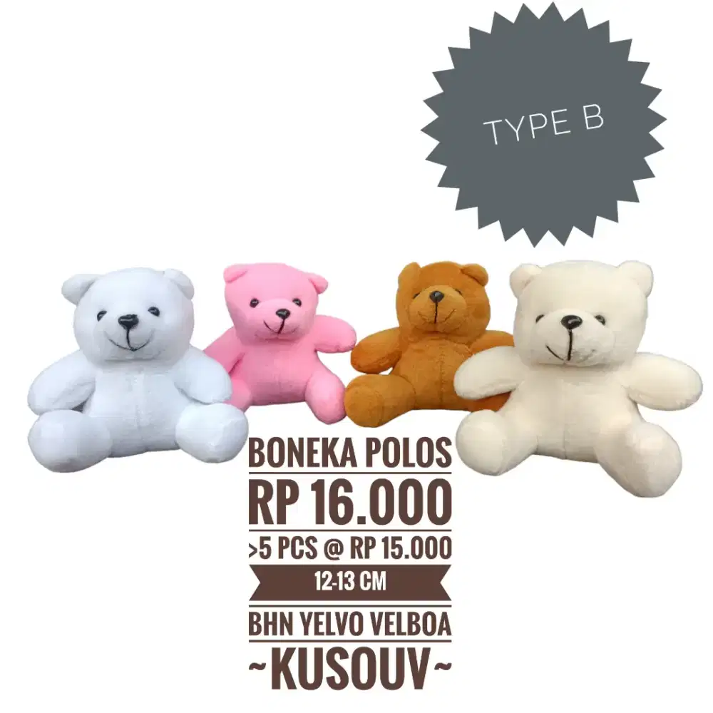 Boneka Bear Polos 6 Warna