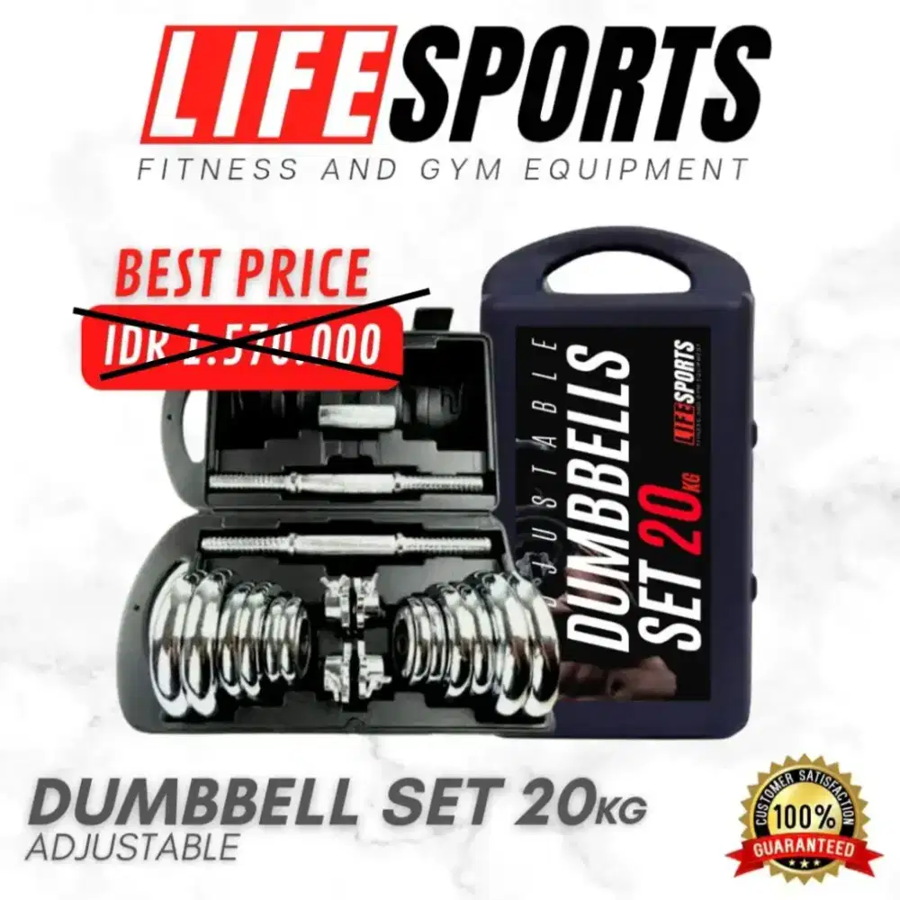 NEW DUMBELL LIFE SPORTS 20KG + BAG ORIGINAL IMPORT