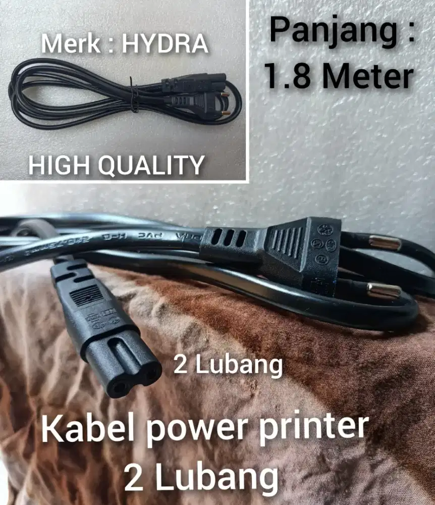 Kabel power printer lubang 2 ORI HIGH QUALITY