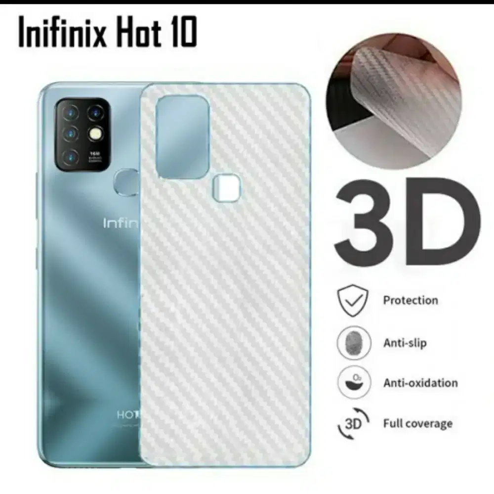 SKIN CARBON INFINIX HOT 10 TRANSPARAN MOTIF GARIS2 PUTIH.