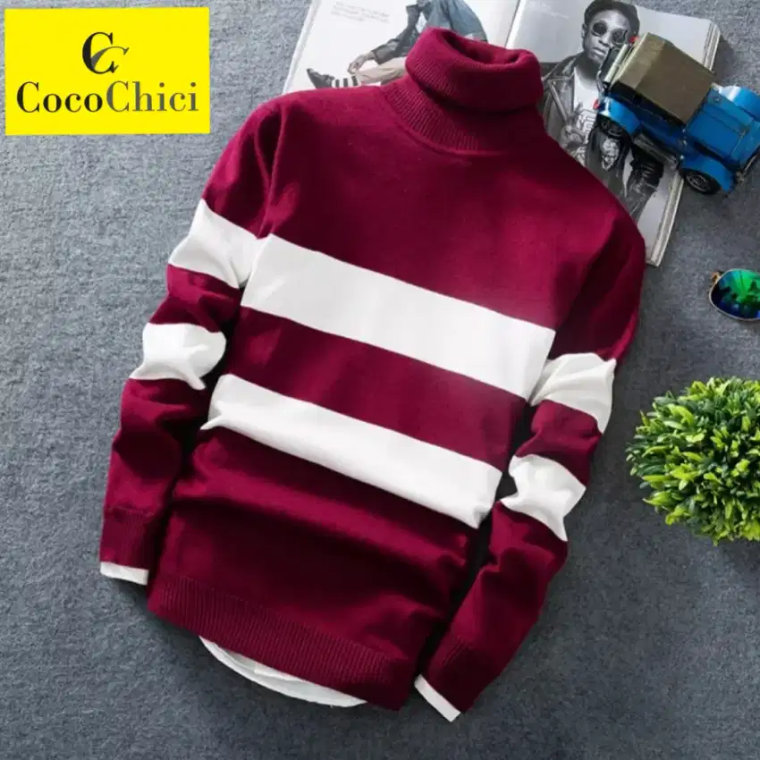 Sweater Rajut Turtleneck Premium terlaris, Size S,M,L,XL