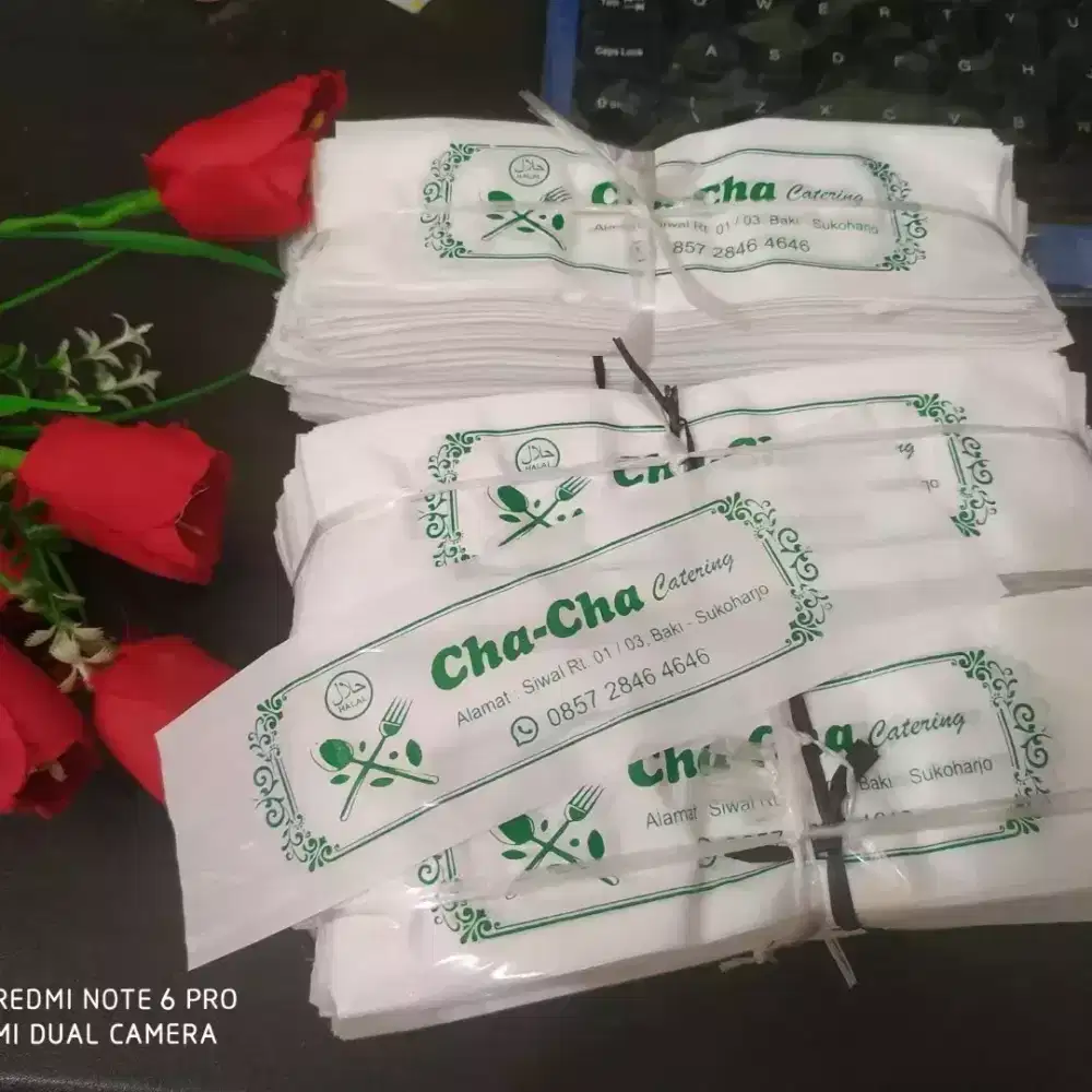 Plastik sendok catering katering sablon merek logo nama