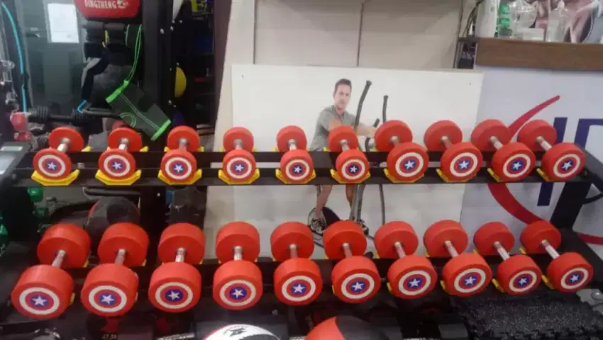 Dumbell kapten amerika perset dan rak dumbell