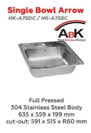 Kitchen Sink Single Bowl Arrow HOCK / Wastafel Single