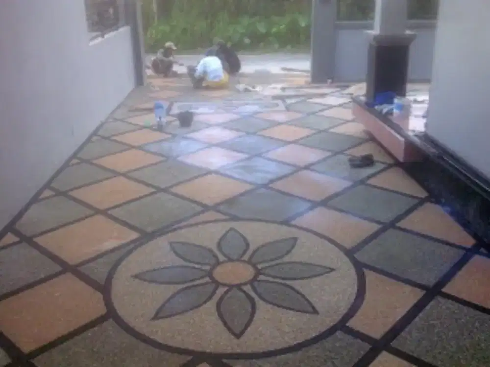 Pasang karpot atau batu sikat, bikin kolam minimalis, pasang batu alam