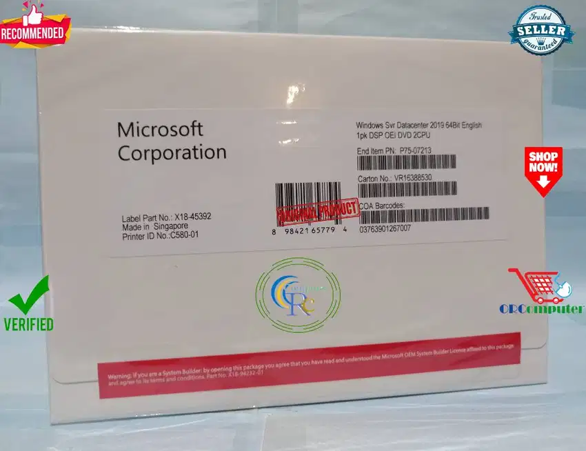 Windows Server 2019 Datacenter 16 Core Original Aktif Permanen