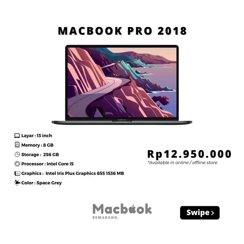 Macbook Pro 2018 RAM 8 GB / Storage 256 GB