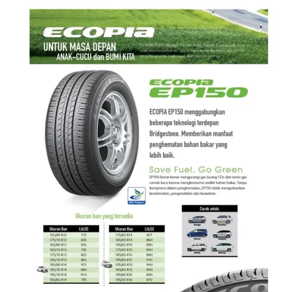ban bridgestone ecopia ep150. 195 55 16