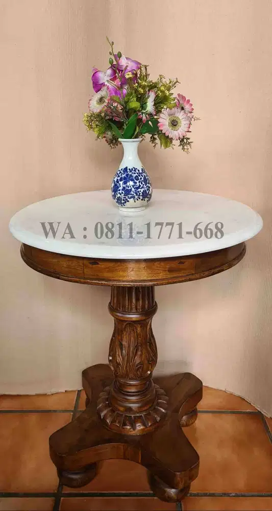 Meja marmer kolonial dm 60cm