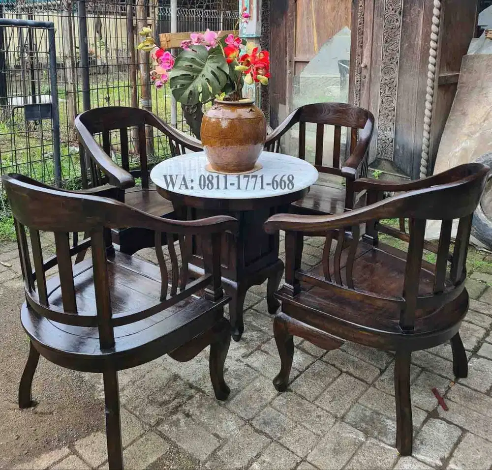 Kursi betawi kayu jati & meja marmer