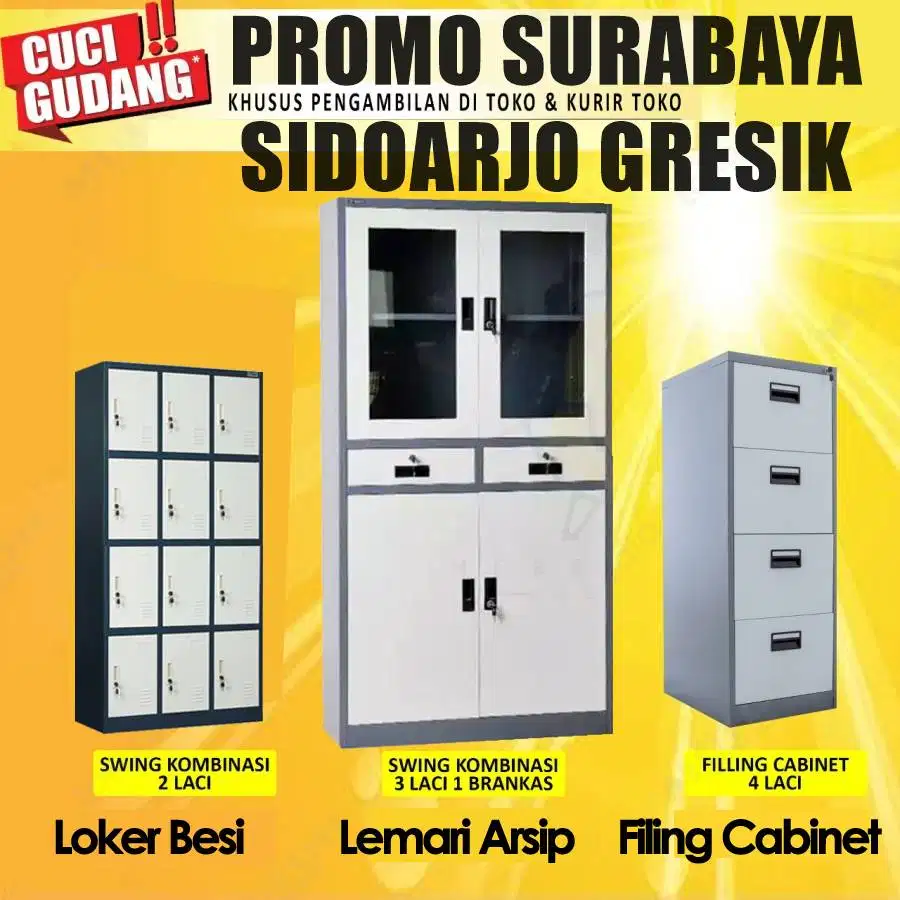 Lemari Arsip Loker filing Cabinet Besi GRATIS OGKIR Pintu Laci tengah