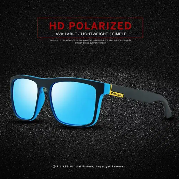 Kacamata Hitam Pria Aviation Polarized UV400 Anti Silau - Biru