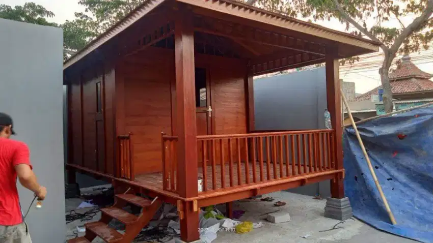 Rumah kayu minimalis kontruksi bongkar pasang ukuran 4x6m