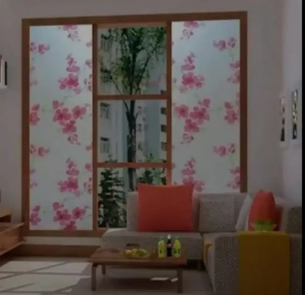 Pasang stiker sunblas motif cutting polos ada kaca film cermin dll