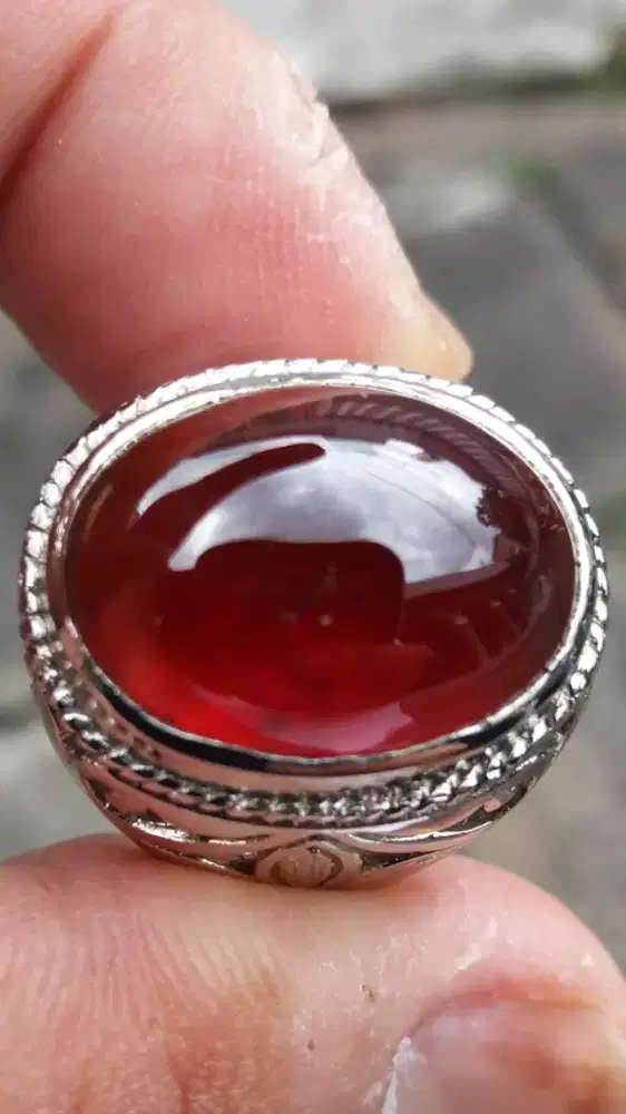 Jual Batu Cincin Permata Red Pigeon Orangy Garnet Crystal Good Looking