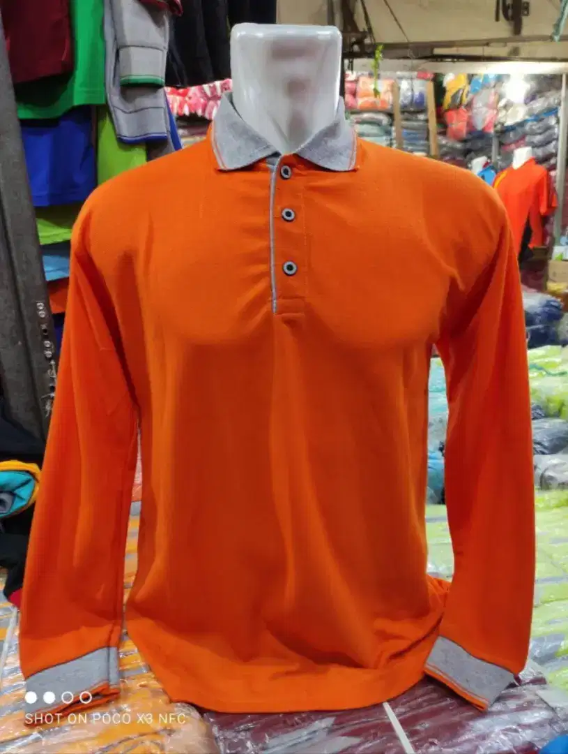 baju polos kerah lengan panjang